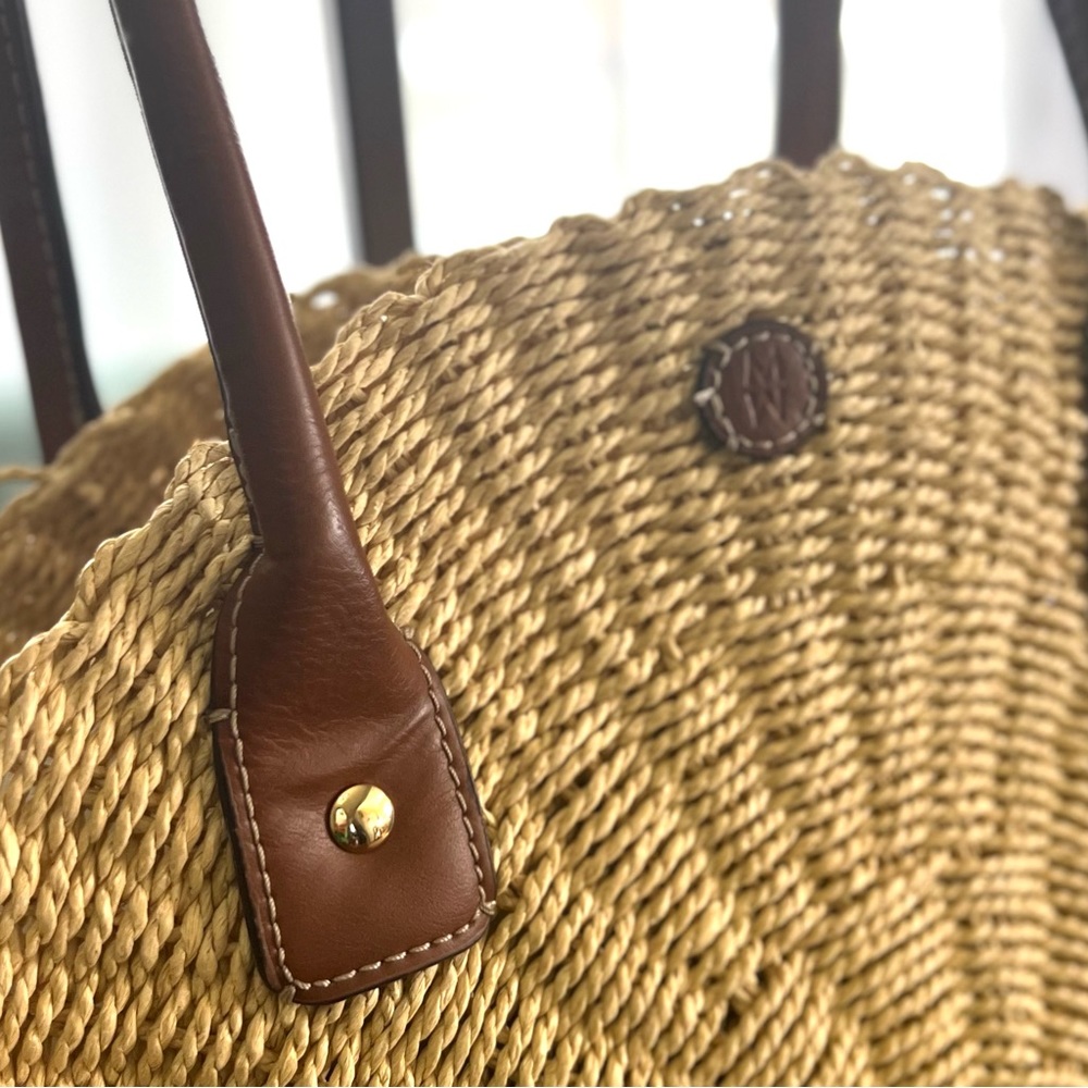 Round Raffia Shoulder Bag Women’s Good Condition - Picture 3 of 11